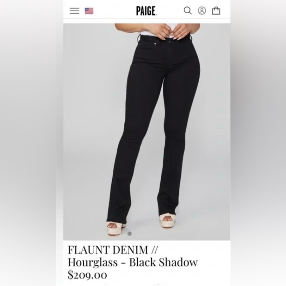 PAIGE Black Shadow Flaunt Denim Hourglass Style Jeans from Neiman Marcus Size 25